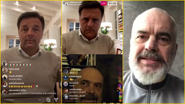RAMA E “GDHIN” NË VIDEO-LIVE ME RENZIN/ Ish-kryeministri italian e përshëndet edhe me këngë: E di që të pëlqen shumë…