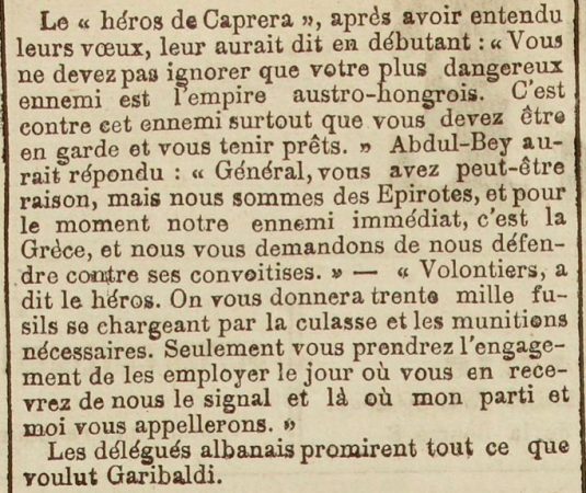 “LA FRANCE” 1879/ Abdyl Frashëri-Guiseppe Garibaldit: Gjeneral, mund të keni të drejtë, por ne jemi epirotë, armiku ynë i menjëhershëm është…