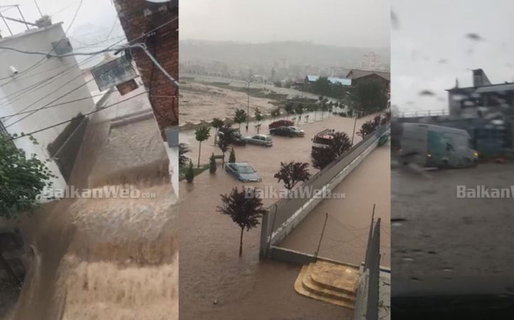 MOT I PA ZAKONTË ME RREBESHJE SHIU NË LIBRAZHD/ Uji vërshon nëpër banesa, bllokohet qendra e qytetit (VIDEO)