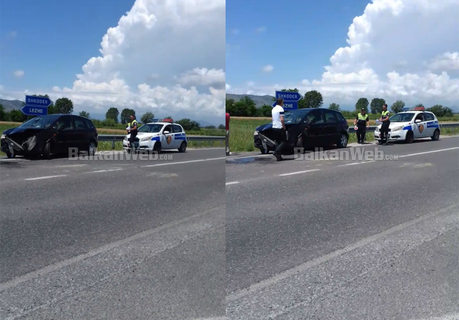 AKSIDENT NË SUPERSTRADËN LEZHË-SHKODËR/ Traktori i pret rrugën makinës, shpëton mrekullisht shoferi (VIDEO)