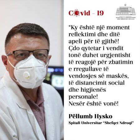 “NESËR ËSHTË VONË”/ Apeli i mjekut Pëllumb Hysko për mbajtjen e maskave: Qytetarët urgjentisht të…