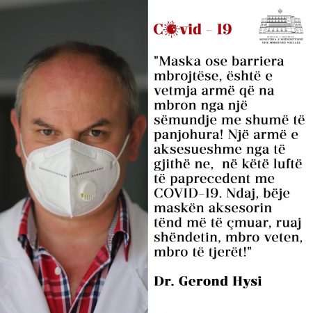 “RUAJ SHËNDETIN, BËJE MASKËN AKSESORIN TËND…”/ Apeli i mjekut Gerond Hysi për t’u mbrojtur nga COVID-19