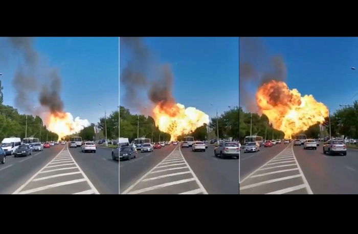 PAMJE TË FRIKSHME/ Ja se si shpërthen karburanti në Rusi, zjarrfikësit “fluturojnë” nga vala goditëse (VIDEO)