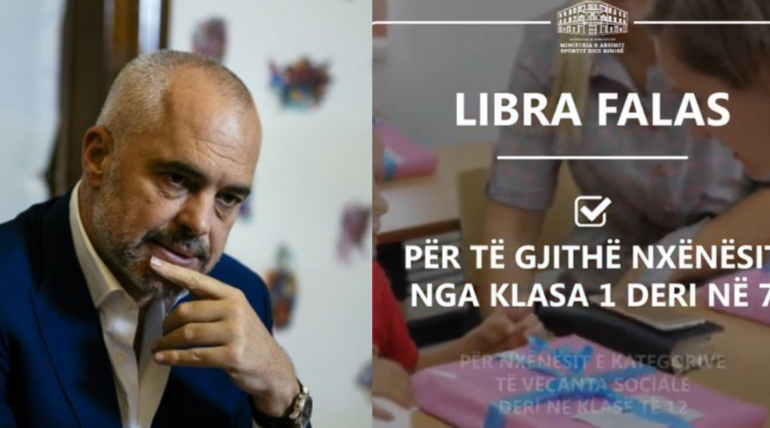 “NGA DHËNIA E LIBRAVE FALAS PËRFITOJNË 250 MIJË NXËNËS”/ Rama: Dikur ishin stërpremtim, sot realitet…