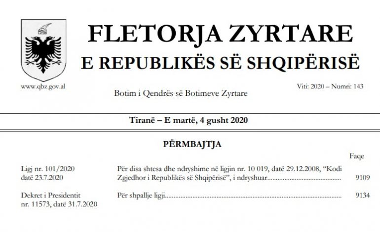 KODI ELEKTORAL BOTOHET NË FLETOREN ZYRTARE/ Mis numërimi mbrapsht për afatet e ligjit zgjedhor