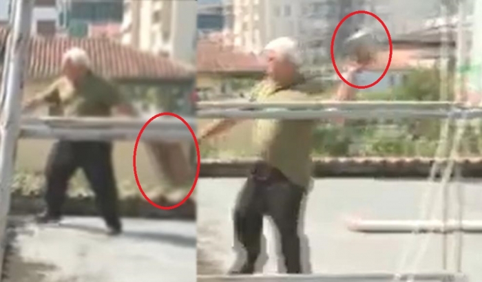 E PAZAKONTË NË TIRANË/ Shkuan për t’i shembur shtëpinë, burri hipën në tarracë dhe godet policët me tjegulla (VIDEO)