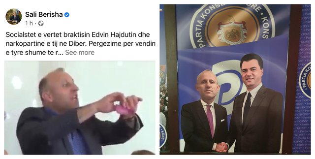 QESHARAKE/ Berisha MASHTRON dhe nxjerr një demokrat duke grisur teserën e PS, e quan “socialist të vërtetë”