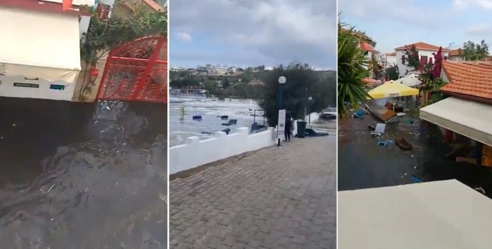 TËRMETI SHKAKTON CUNAMI/ Uji i detit vërshon në qytetin turk (VIDEO)