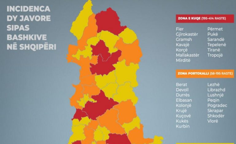 COVID-19 NË SHQIPËRI/ Del HARTA, si është përhapur VIRUSI në 2 javët e fundit (ZONAT E RREZIKUT)