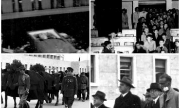 PUBLIKOHEN FOTOT E RRALLA/ Kur Enver Hoxha dhe udhëheqja e lartë komuniste, bënin homazhe dhe merrnin pjesë në ceremoninë mortore të Nako Spiros