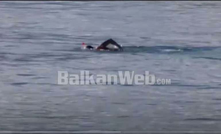 PAMJET E RRALLA/ Burri në Vlorë “nuk pyet” për temperaturat e ulëta, lahet në det në mes të dimrit