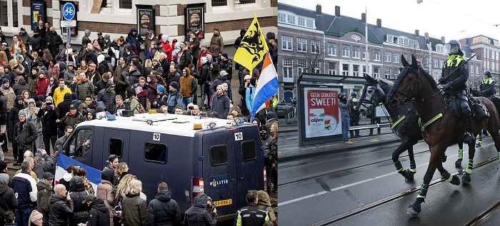 SKENA TË FRIKSHME NË AMSTERDAM/ Policia mësyn me kuaj protestuesit kundër qeverisë në largim (FOTO DRAMATIKE)