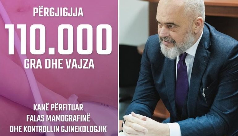 “100 ARRITJE NË 4 VITE”/ Rama: 110 mijë gra dhe vajza kanë përfituar falas mamografinë dhe kontrollin gjinekologjik