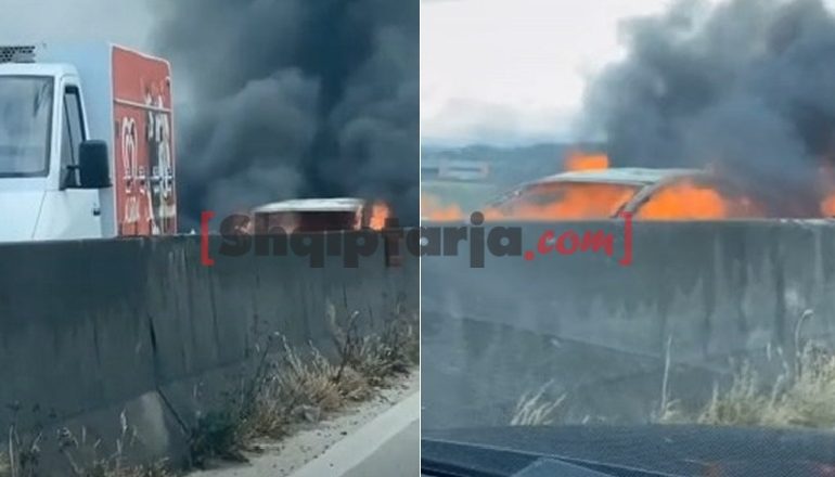 AKSIDENT NË DURRËS/ Përplasen tre makina. Një prej automjeteve shpërthen në flakë