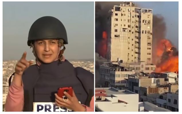 “O ZOT MË DUHET TË LARGOHEM”/ Ja si reagon gazetarja që po raportonte live kur u shemb ndërtesa në Gaza