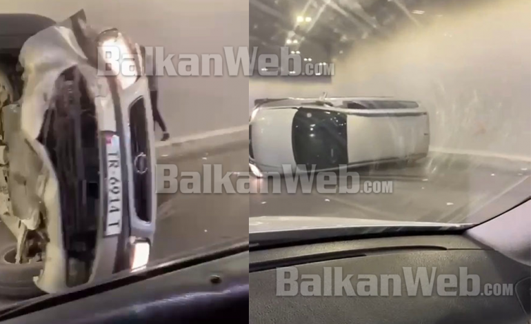 AKSIDENT TEK SHESHI “SHQIPONJA”/ Shihni si është përmbysur makina brenda në tunel