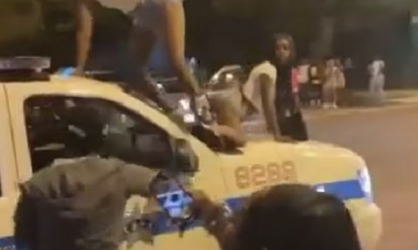 FESTË E “ÇMENDUR” NË SHBA/ Vajzat nuk përmbahen, nisin ‘tweerk-un’ mbi makinën e policisë (VIDEO)