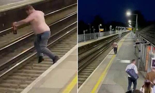 ME SHISHE ALKOOLI NË DORË/ Ja momenti kur burri hidhet në shinat e trenit (VIDEO)