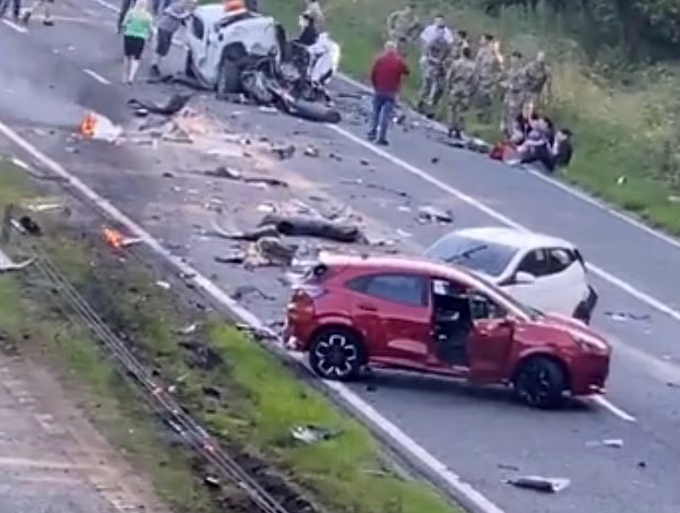PAMJET E FRIKSHME/ Kamioni merr përpara disa makina në autostradë dhe shpërthen në flakë, dy të vdekur