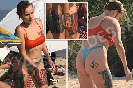 PO BËHET VIRALE/ Gruaja me tatuazh kryqi të thyer, portret të Hitlerit, tmerron plazhistët në Ukrainë (FOTO)