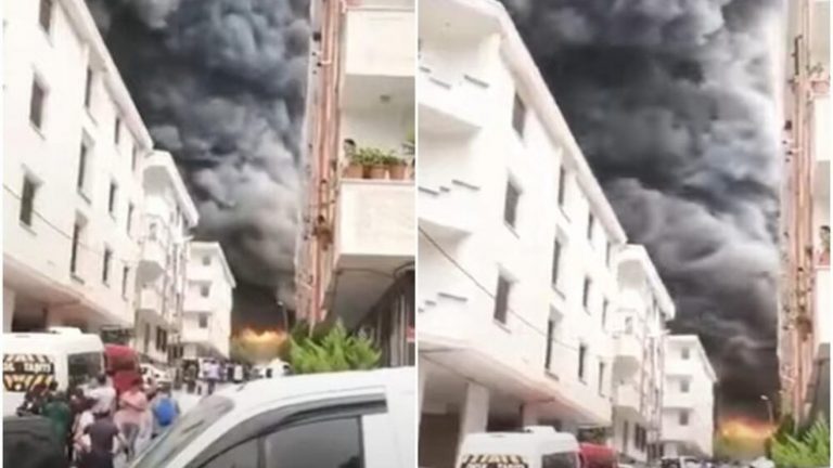 “U DËGJUA NJË SHPËRTHIM I MADH”/ Përfshihet nga flakët një depo në Stamboll, banorët të alarmuar (VIDEO)