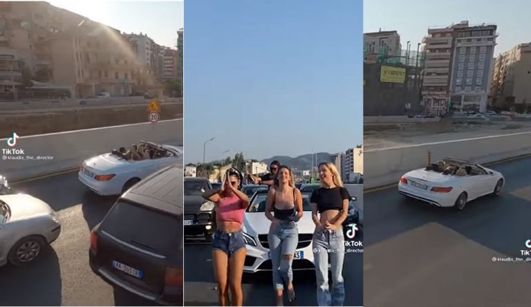 MUZIKË E SHAMPANJË NË MES TË RRUGËS/ 4 vajzat nuk përmbahen në sfidën e “Tik-Tok”, filmojnë me dron (VIDEO)