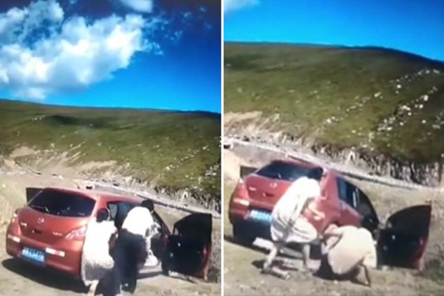 DOLËN PËR TË SHIJUAR PAMJEN/ Makina u përfundon në greminë me një pasagjere brenda (VIDEO)