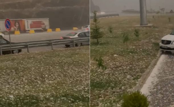 ÇUDIA/ Pas zjarreve, RESHJE të forta në Kalimash, pamje nga stuhia me shi e breshër