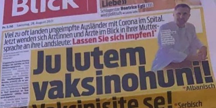 E SHKRUAN SHQIP/ Gazeta zviceriane: Ju lutem vaksinohuni!