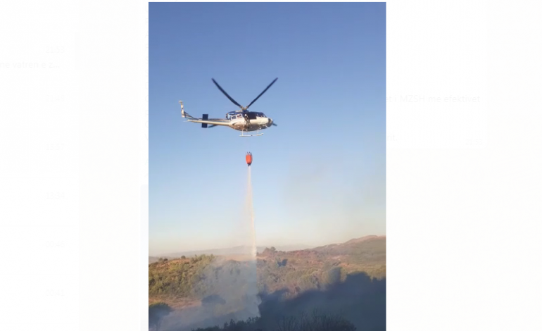 AKSIONI PËR FIKJEN E ZJARRIT NË FSHATIN GJORGOS/ Ja momenti kur helikopterët hedhin ujë për shuarjen e flakëve (VIDEO)