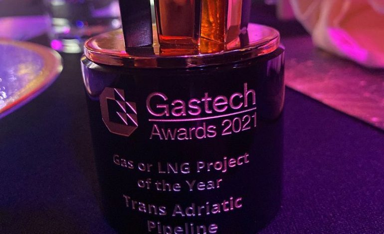 TAP fiton çmimin “Projekti në Gaz i Vitit” në çmimet Gastech Awards 2021