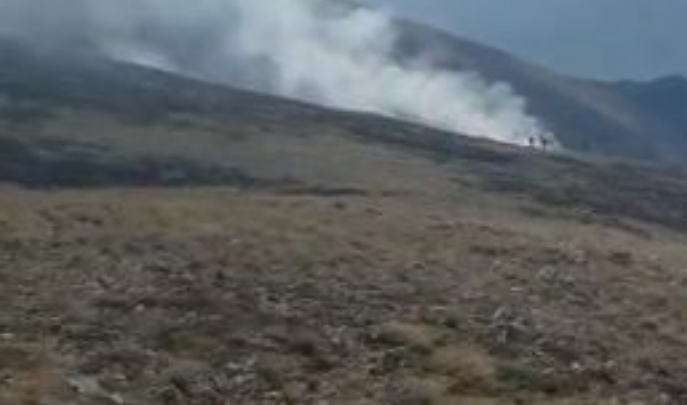 ZJARRI NË MALIN E THATË/ Flakët përfshijnë 10 hektarë tokë, angazhohen më shumë se 20 forca zjarrfikëse