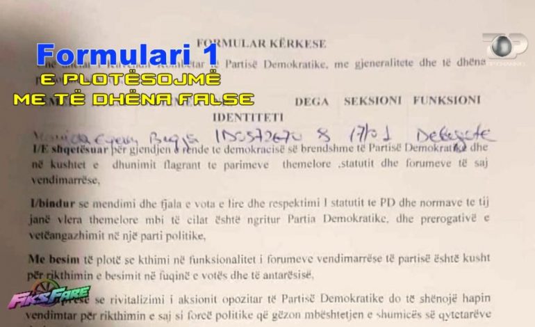 SKANDALI/ Firmat e “Foltores” së Berishës, me gjeneralitete false dhe pa qenë anëtar i PD