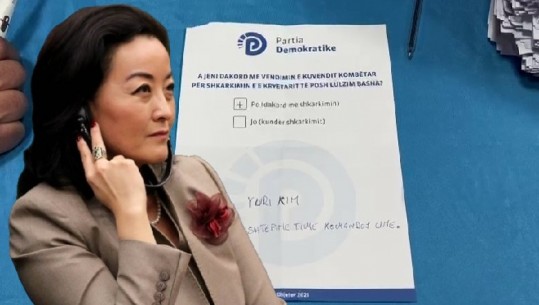 FOTOLAJM/ Demokrati mesazh Yuri Kim në fletën e votimit të referendumit: Në shtëpinë time komandoj unë