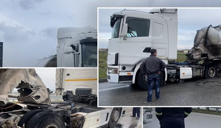 PAMJET/ Përfshihet nga flakët në mes të rrugës kamioni që po udhëtonte drejt Vlorës
