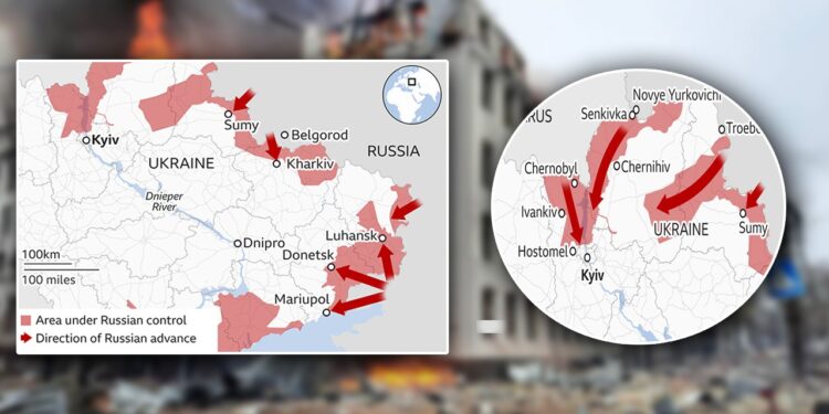 HARTA/ Betejë për jetë a vdekje në Kiev dhe Kharkiv, çfarë ka marrë Rusia deri më tani