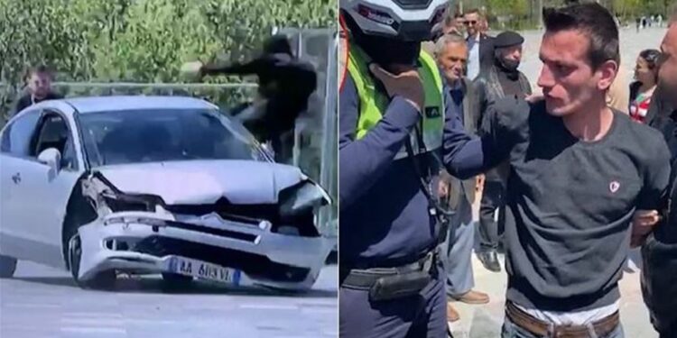 BËRI “DRIFT” NË SHESHIN SKËNDERBEJ/ Ja çfarë i ndodhi të riut pasi rrezikoi…