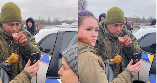 “NËNË, JAM GJALLË”/ Ushtari rus dorëzon armët mes lotësh, ukrainasit e presin me ushqim dhe çaj të ngrohtë