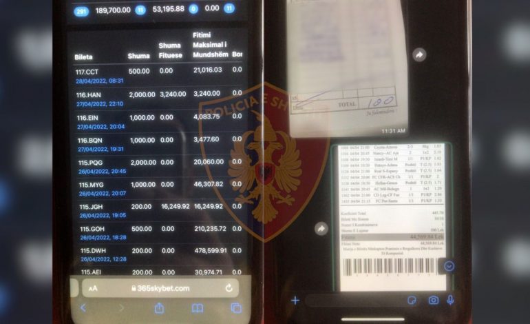 PËRSHTATI DYQANIN PËR USHTRIMIN E LOJËRAVE TË FATIT/ Pranga të riut në Vorë, sekuestrohen 2 celularë dhe para