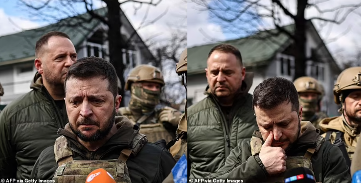 VARRET MASIVE NË BUCHA-S/ Zelensky përlotet kur pa masakrën në qytet: Është e vështirë të flasësh (PAMJET)