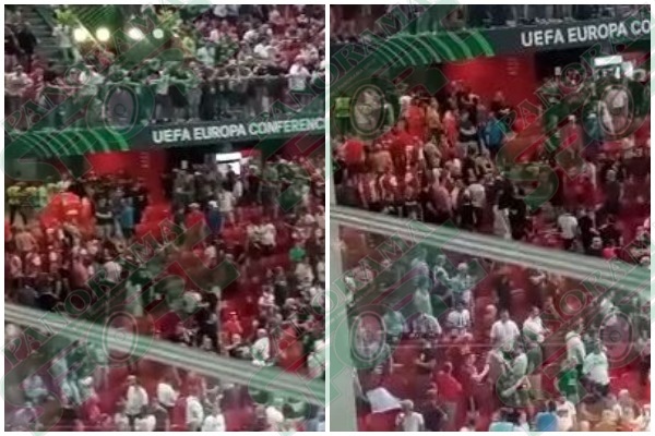 PAMJET/ Përleshje tjetër në shkallët e stadiumit , tifozët kapen me duar pas golit. Ndërhyjnë…