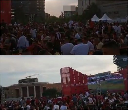 PAMJET/ Tirana “shpërthen” në ngjyrat kuqezi, shihni festën e çmendur të tifozëve të Milanit në sheshin “Skënderbej”