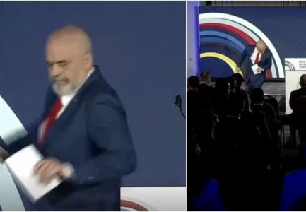 MOMENT I SIKLETSHËM/ Rama ngatërrohet tek shkallët pasi mbyll fjalën! Si reagoi kryeministri