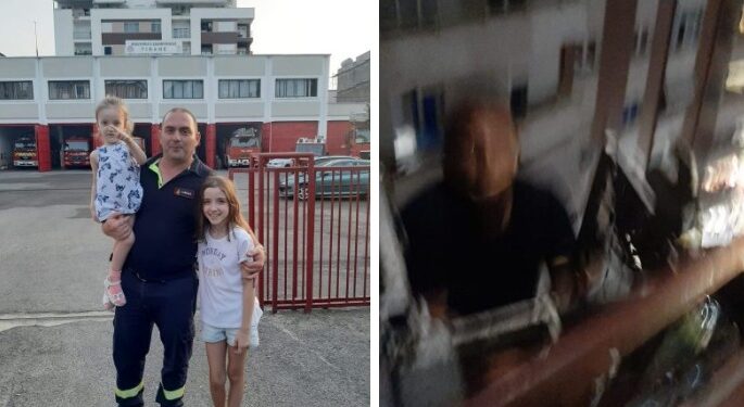 I SHPËTOI DY VAJZAT/ Babai gjen zjarrfikësin HERO të Tiranës dhe shkon ta falënderoje bashkë me vogëlushet