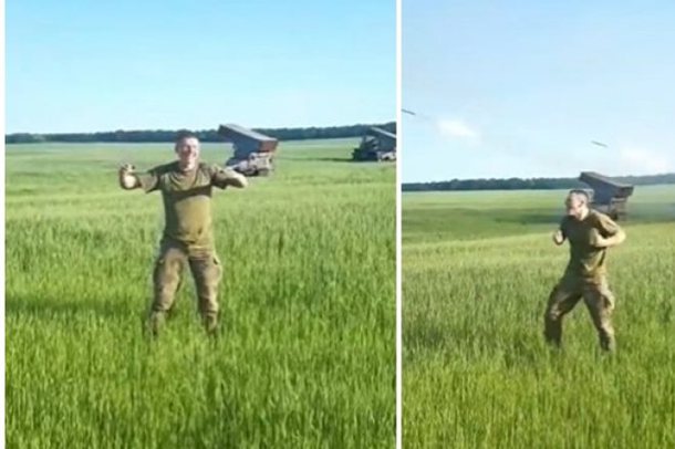 SULMUAN ME RAKETA FORCAT RUSE/ Ushtari ukrainas nuk mban dot emocionet, gëzon si fëmijë (VIDEO)