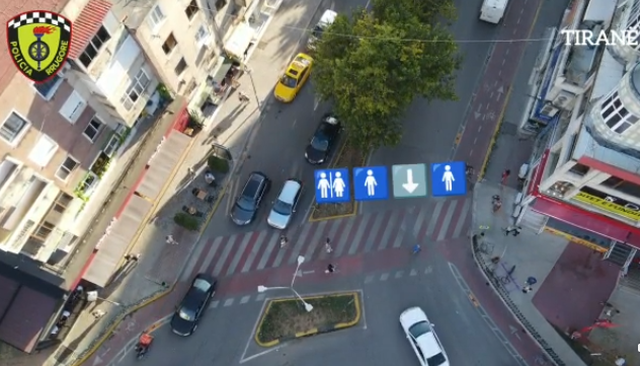 POLICIA PUBLIKON PAMJET ME DRON/ Kush nuk respekton këmbësorët ndëshkohet me gjobë