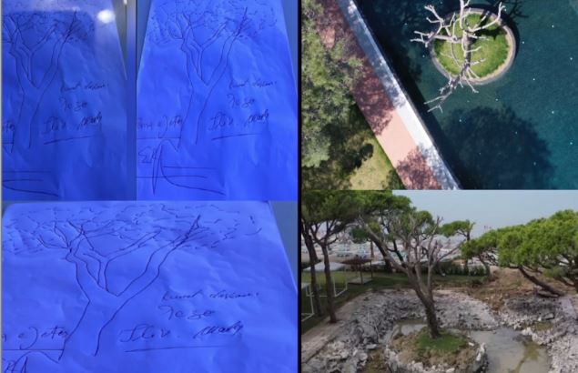 PUBLIKOHEN PAMJET/ Vizatimi me firmë i kryeministrit Rama të ishullit në pishinën e “Prestige Resort”, çfarë ka mbetur nga projekti që e skicoi vetë