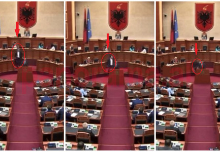 VIDEOLAJM/ Niko Peleshin nuk e mbajnë këmbët pas diskutimeve ne Ballukun, gati sa nuk rrëzohet në shkallën e parlamentit