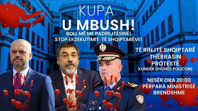 “KUPA U MBUSH”/ Berisha njofton protestë para Ministrisë së Brendshme: Stop ekzekutimit të shqiptarëve