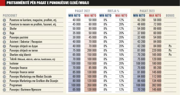 RRITJA E PAGAVE/ Profesionet që pritet të kërkohen dhe paguhen më shumë në 2023